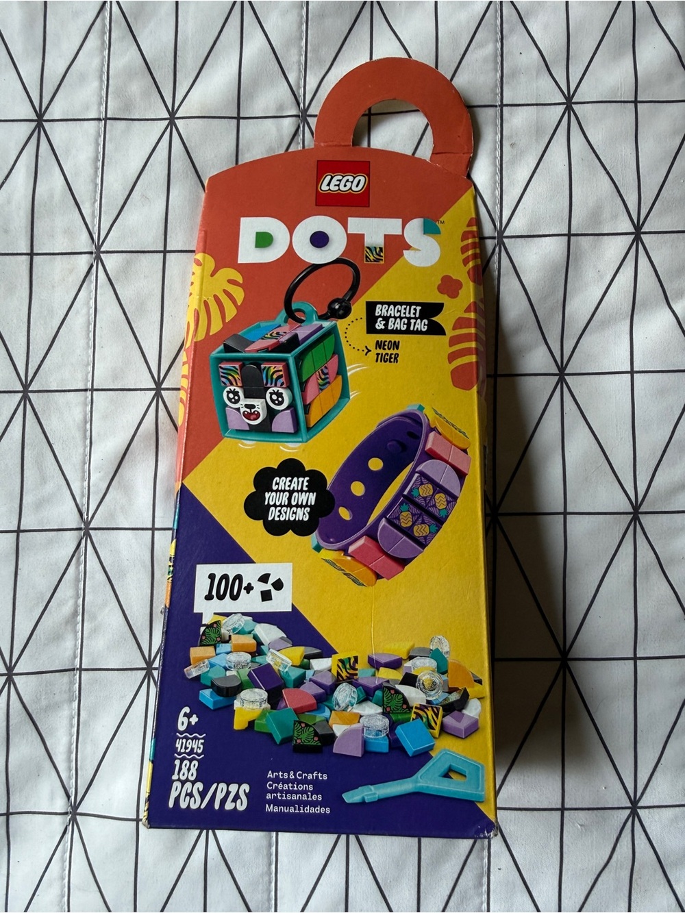 LEGO Dots Neon Tiger Bracelet & Bag Tag Set - Purple, Yellow, Teal